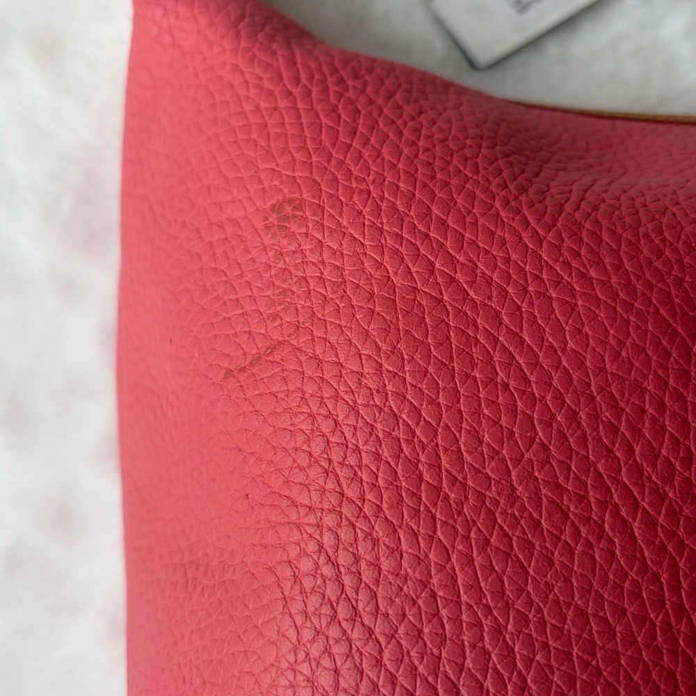 Dooney & Bourke Pink Pebble Leather Hobo with Tan Trim and Tassels - Picture 7 of 11